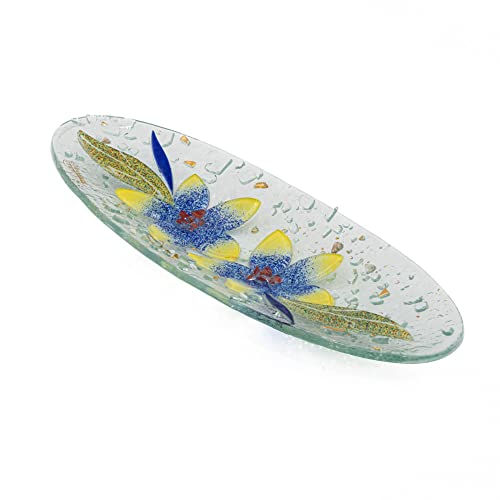 SOSPIRI VENEZIA Murano-Glas-Gegenstandsablage mit floraler Dekoration Tafelaufsatz Wohndekoration Geschenkidee handgefertigt in Italien (28 x 11 cm oval) von Sospiri Venezia