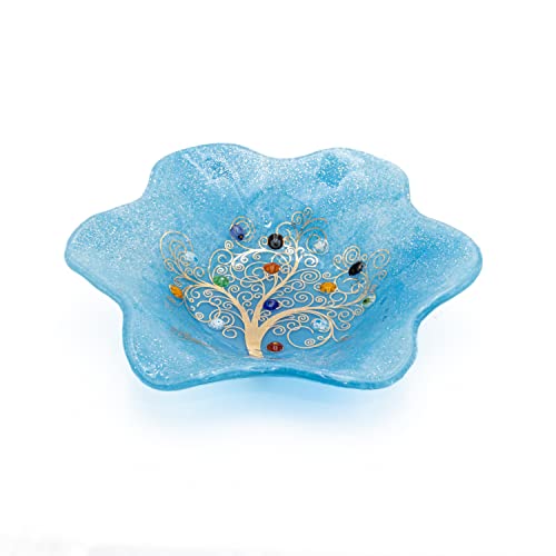 Sospiri Venezia Murano-Glas-Toilettentablett mit handgefertigter Baum des Lebens-Dekoration dekorative Schale Wohndekoration Geschenkidee handgefertigt in Italien (13 x 13 cm) von Sospiri Venezia