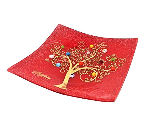 Sospiri Venezia Dekoteller - Ablageschale/Dekoschale aus Murano-Glas mit Lebensbaum und Murine, Handgefertigt, Geschenkidee für Zuhause und Eingangsbereich 14x14 cm Sospiri Venezia Dekoteller - Ablageschale/Dekoschale aus Murano-Glas mit Lebensbaum und Murine, Handgefertigt, Geschenkidee für Zuhause und Eingangsbereich 14x14 cm von Sospiri Venezia