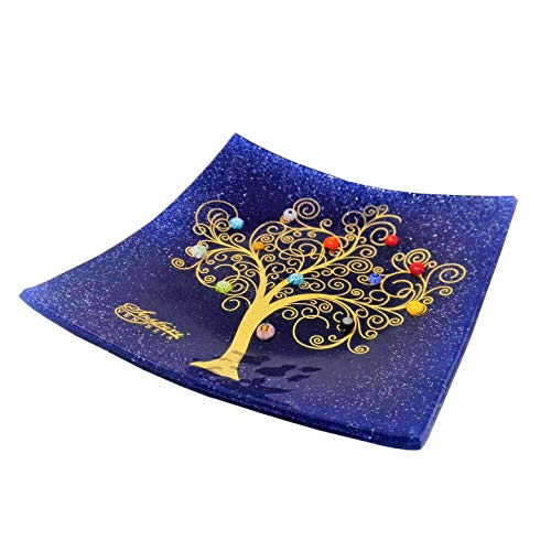 Sospiri Venezia Dekoteller - Ablageschale/Dekoschale aus Murano-Glas mit Lebensbaum und Murine, Handgefertigt, Geschenkidee für Zuhause und Eingangsbereich 19x19 cm von Sospiri Venezia