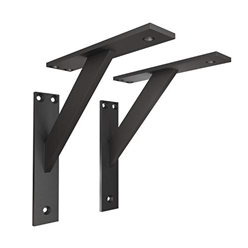 Sossai Regalträger 2er Set FSHR 180x180 mm aus Aluminium – Wandhalterung Regalwinkel für Regalbrett – schwarz – modernes Design von Sossai