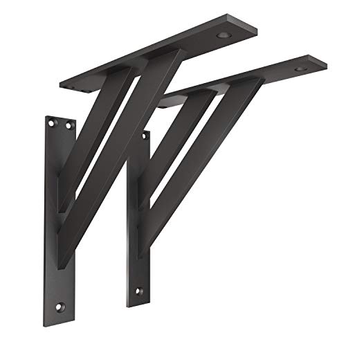 Sossai Regalträger 2er Set FSHR 240x240 mm aus Aluminium – Wandhalterung Regalwinkel für Regalbrett – schwarz – modernes Design von Sossai
