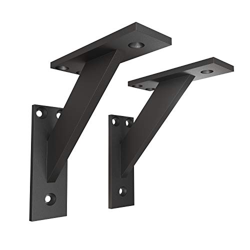 Sossai Regalträger 2er Set FSHR 120x120 mm aus Aluminium – Wandhalterung Regalwinkel für Regalbrett – schwarz – modernes Design von Sossai