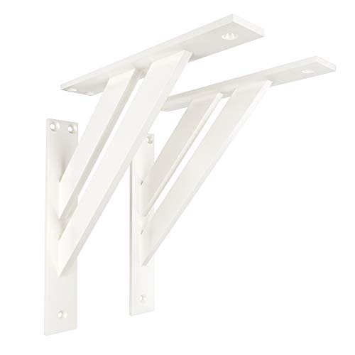 Sossai Regalträger 2er Set FSHR 240x240 mm aus Aluminium – Wandhalterung Regalwinkel für Regalbrett – weiß – modernes Design von Sossai