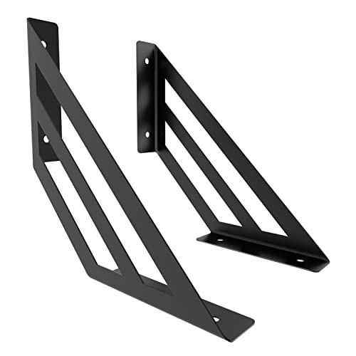 Sossai Regalträger 2er Set GSHR Truss 200x200 mm aus Stahl – Wandhalterung Regalwinkel für Regalbrett – schwarz – dekoratives Design von Sossai