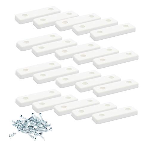 20 x Bodenabstandshalter/Möbelpads/Möbelfüsse zum Anschrauben | sossai® Möbelgleiter MG2 | Farbe: Weiß | Größe: 50x14x5 mm | Inkl. Schrauben von Sossai