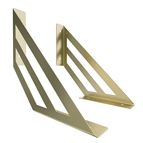Sossai Regalträger 2er Set GSHR Truss 200x200 mm aus Stahl – Wandhalterung Regalwinkel für Regalbrett – gold – dekoratives Design von Sossai