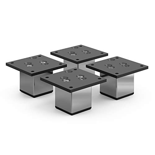 sossai® Exklusiv - Aluminium Möbelfüße | E4MF-N | 4er Set | Höhe: 80mm | Farbe: Chrom von Sossai