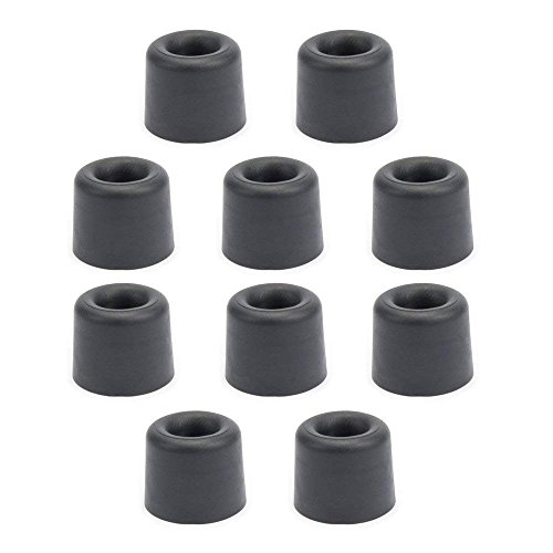 sossai® 10 x Türstopper NTS | Modell: Anke | Höhe: 24mm | Ø: 30mm | Farbe: schwarz | Zum Schrauben (Inkl. Befestigungsmaterial) | Bodenmontage von Sossai