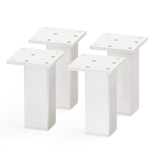 Sossai Aluminium Möbelfüße MFV2 als 4er Set aus Vierkant-Aluprofil: 38 x 38 mm, Farbe: Weiß, Höhe: 100mm, schicke und stabile Möbelbeine für Vitrine, Kommode, Nachtisch, Schrank von Sossai