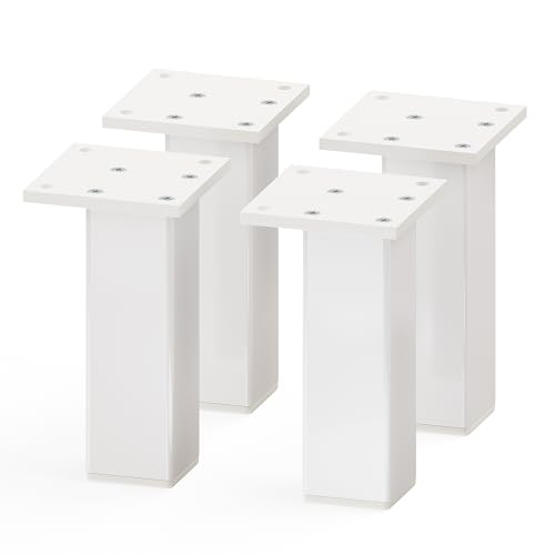 Sossai Aluminium Möbelfüße MFV2 als 4er Set aus Vierkant-Aluprofil: 38 x 38 mm, Farbe: Weiß, Höhe: 120mm, schicke und stabile Möbelbeine für Vitrine, Kommode, Nachttisch, Schrank von Sossai