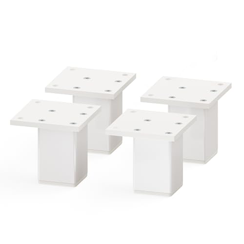 Sossai Aluminium Möbelfüße MFV2 als 4er Set aus Vierkant-Aluprofil: 38 x 38 mm, Farbe: Weiß, Höhe: 60mm, schicke und stabile Möbelbeine für Vitrine, Kommode, Nachttisch, Schrank von Sossai