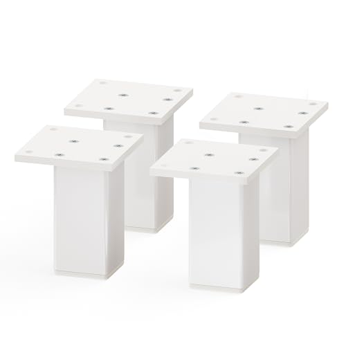 Sossai Aluminium Möbelfüße MFV2 als 4er Set aus Vierkant-Aluprofil: 38 x 38 mm, Farbe: Weiß, Höhe: 80mm, schicke und stabile Möbelbeine für Vitrine, Kommode, Nachttisch, Schrank von Sossai