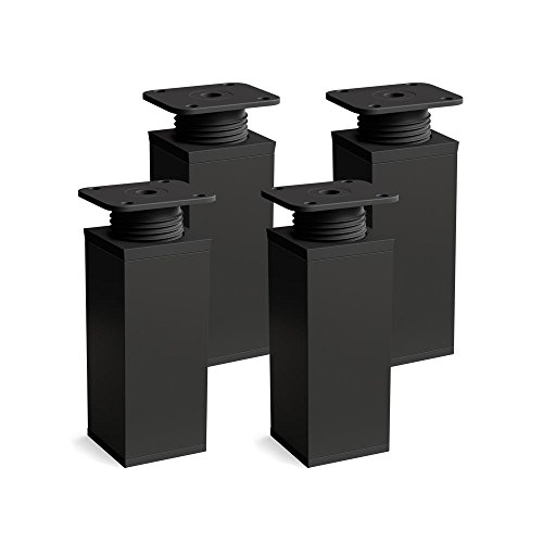 Sossai Möbel-Füße MFV1, 4er Set, schwarzmatt, 100 mm Höhe, Vierkantprofil 40 x 40 mm, höhenverstellbar, für Sideboards und Kommoden von Sossai