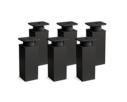 Sossai Vierkant-Möbelfüße MFV1, 6er Set, 120 mm, höhenverstellbar, schwarzmatt, für Schränke, Regale und Kommoden von Sossai