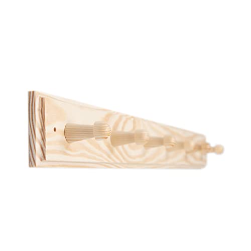Sossai® - Einfache Garderobenleiste aus Holz | 6 Kleiderhaken | Länge: 56,5 cm | natur, anstreichbar | HGE | Garderobe, Hakenleiste, Wandgarderobe von Sossai