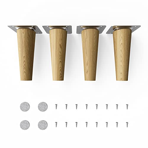 sossai® Holz-Tischbeine - Clif Round | Öl-Finish | Höhe: 12 cm | HMF1 | rund, konisch (gerade Ausführung) | Material: Massivholz (Eiche) | für Tische, Beistelltische, Schminktische von Sossai