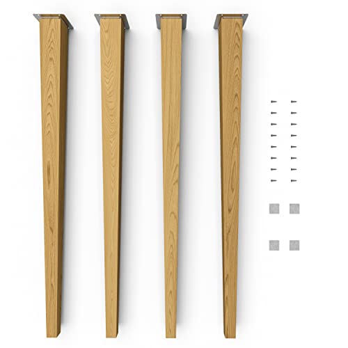 Sossai® Holz-Tischbeine - Clif Square | Öl-Finish | Höhe: 71 cm | HMF3 | eckig, konisch (gerade Ausführung) | Material: Massivholz (Eiche) | für Tische, Beistelltische, Schminktische von Sossai