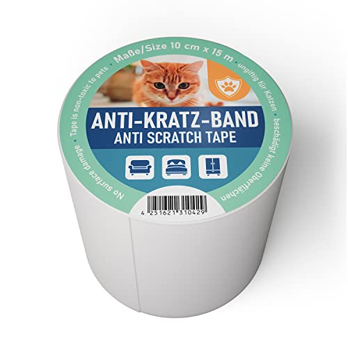 Sossai® Katzen Anti-Kratz-Band | AST | 10 cm breit- 15 Meter lang | transparent | selbstklebend | zuschneidbar | Kratzschutz für Sofas, Möbel | Cat Training Tape von Sossai
