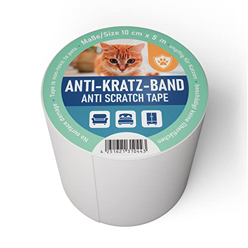 Sossai® Katzen Anti-Kratz-Band | AST | 10 cm breit- 5 Meter lang | transparent | selbstklebend | zuschneidbar | Kratzschutz für Sofas, Möbel | Cat Training Tape von Sossai