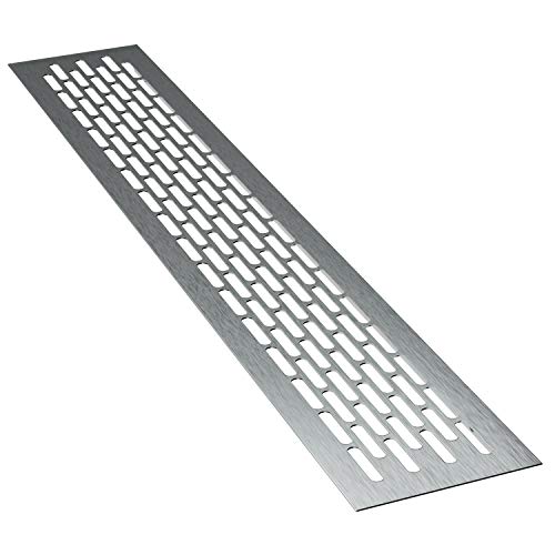 sossai® Aluminium Lüftungsgitter - Alucratis (1 Stück) | Rechteckig - Maße: 48 x 8 cm | Farbe: Inox | gebürstet von Sossai