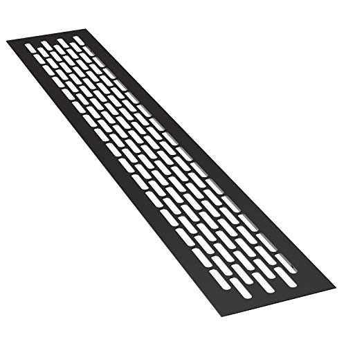 sossai® Aluminium Lüftungsgitter - Alucratis (1 Stück) | Rechteckig - Maße: 48 x 8 cm | Farbe: Schwarz | pulverbeschichtet von Sossai