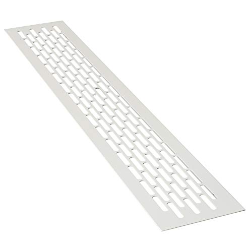 sossai® Aluminium Lüftungsgitter - Alucratis (1 Stück) | Rechteckig - Maße: 48 x 8 cm | Farbe: Weiss | Pulverbeschichtet von Sossai