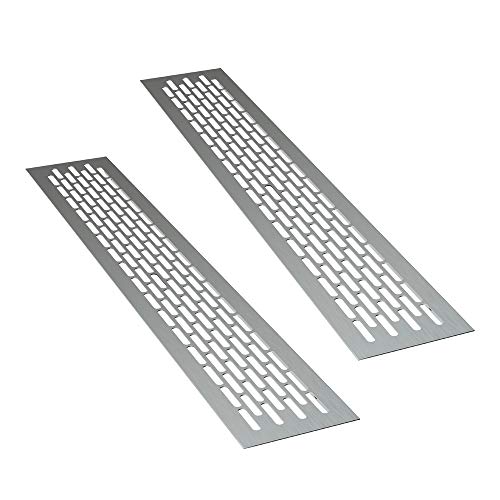 sossai® Aluminium Lüftungsgitter - Alucratis (2 Stück) | Rechteckig - Maße: 48 x 8 cm | Farbe: Aluminium | eloxiert von Sossai