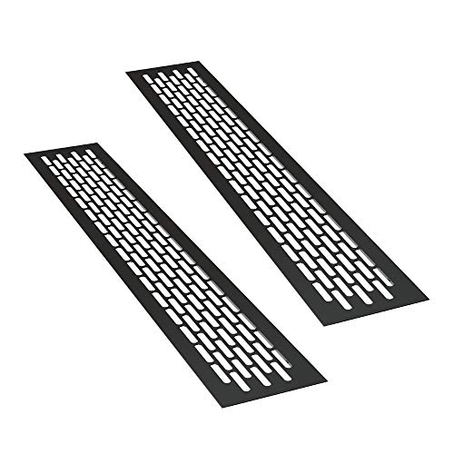 sossai® Aluminium Lüftungsgitter - Alucratis (2 Stück) | Rechteckig - Maße: 48 x 8 cm | Farbe: Schwarz | pulverbeschichtet von Sossai