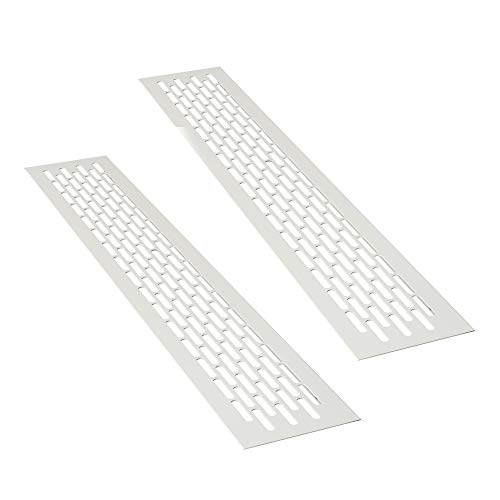 sossai® Aluminium Lüftungsgitter - Alucratis (2 Stück) | Rechteckig - Maße: 48 x 8 cm | Farbe: Weiss | Pulverbeschichtet von Sossai