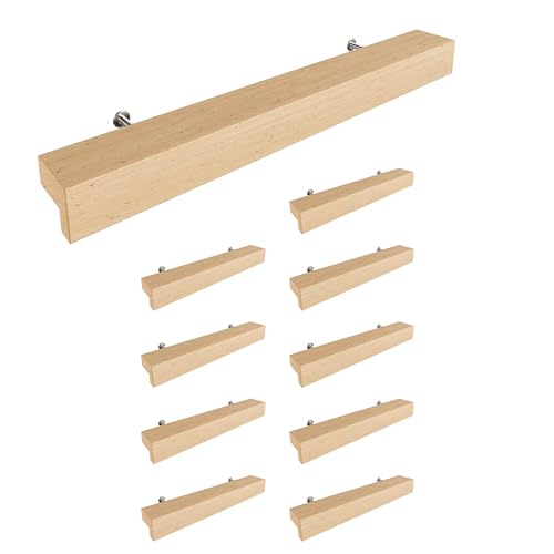 Sossai Holz Möbelgriffe aus Buche | GAH01 | Lochabstand 128mm, Länge 188mm, 10 Stück von Sossai