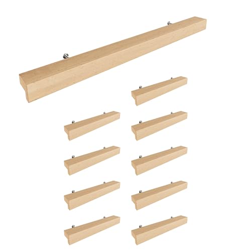 Sossai Holz Möbelgriffe aus Buche | GAH01 | Lochabstand 192mm, Länge 272mm, 10 Stück von Sossai