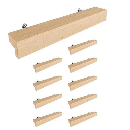 Sossai Holz Möbelgriffe aus Buche | GAH01 | Lochabstand 96mm, Länge 156mm, 10 Stück von Sossai