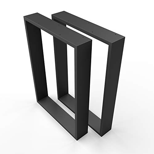 sossai® XXL Stahl Tischkufen TKK3 | Rahmenprofil: 100 mm x 20 mm | Breite 70 cm x Höhe 72 cm | Farbe: Schwarz | 2 Stück | Industrial Style Tischbeine, Tischgestell von Sossai