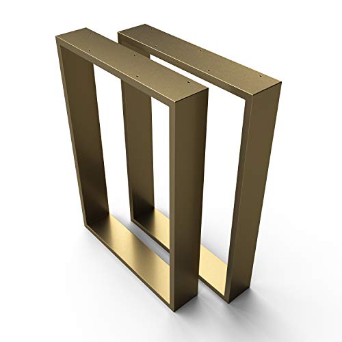 sossai® XXL Stahl Tischkufen TKK3 | Rahmenprofil: 100 mm x 20 mm | Breite 70 cm x Höhe 72 cm | Farbe: Gold-Messing | 2 Stück | Industrial Style Tischbeine, Tischgestell von Sossai