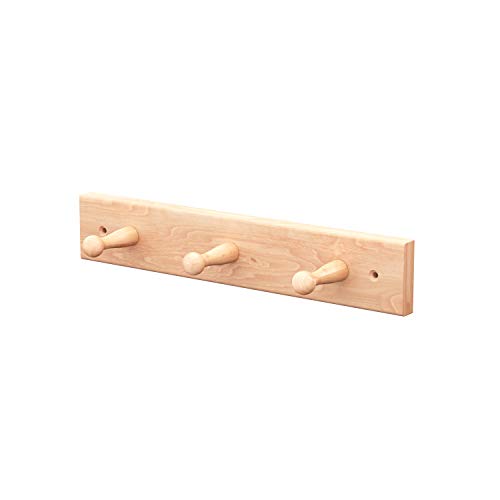Sossai® Wandgarderobe aus Holz | Natürliche Optik - hochwertiges Buchenholz | HG1 | seidenmatt lakiert | Hakenleiste mit 3 Garderobenhaken | Breite: 31 cm von Sossai
