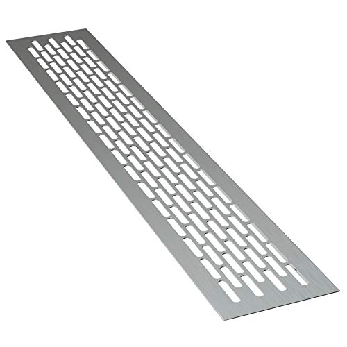 sossai® Aluminium Lüftungsgitter - Alucratis (1 Stück) | Rechteckig - Maße: 44 x 8 cm | Farbe: Aluminium | eloxiert von Sossai