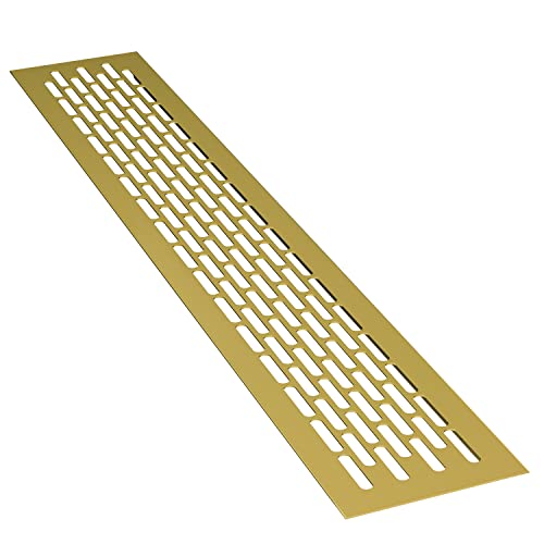 sossai® Aluminium Lüftungsgitter - Alucratis (1 Stück) | Rechteckig - Maße: 48 x 8 cm | Farbe: Gold | pulverbeschichtet von Sossai