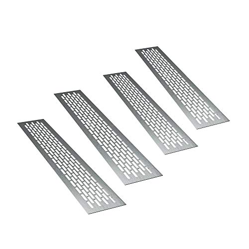 sossai® Aluminium Lüftungsgitter - Alucratis (4 Stück) | Rechteckig - Maße: 44 x 8 cm | Farbe: Inox | gebürstet von Sossai