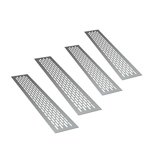 sossai® Aluminium Lüftungsgitter - Alucratis (4 Stück) | Rechteckig - Maße: 48 x 8 cm | Farbe: Aluminium | eloxiert von Sossai