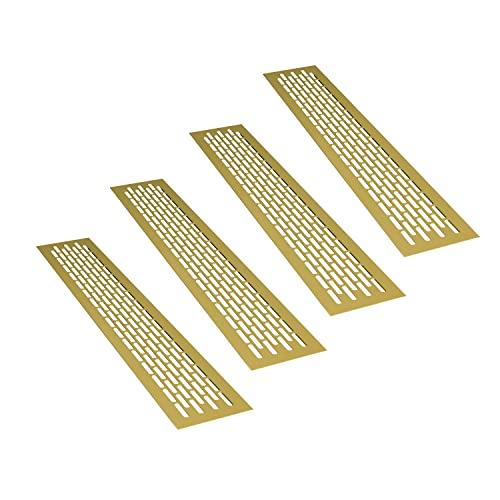 sossai® Aluminium Lüftungsgitter - Alucratis (4 Stück) | Rechteckig - Maße: 48 x 8 cm | Farbe: Gold | pulverbeschichtet von Sossai