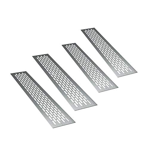 sossai® Aluminium Lüftungsgitter - Alucratis (4 Stück) | Rechteckig - Maße: 48 x 8 cm | Farbe: Inox | gebürstet von Sossai