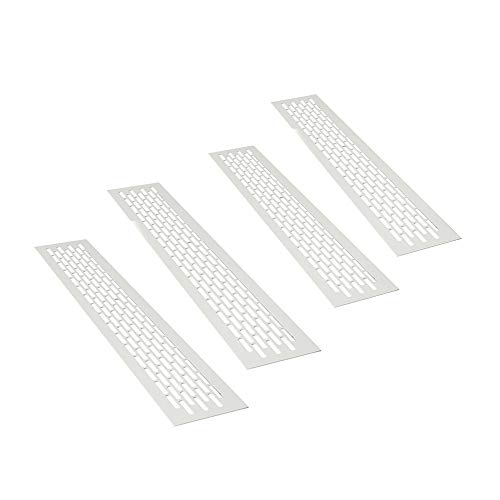 sossai® Aluminium Lüftungsgitter - Alucratis (4 Stück) | Rechteckig - Maße: 48 x 8 cm | Farbe: Weiss | Pulverbeschichtet von Sossai