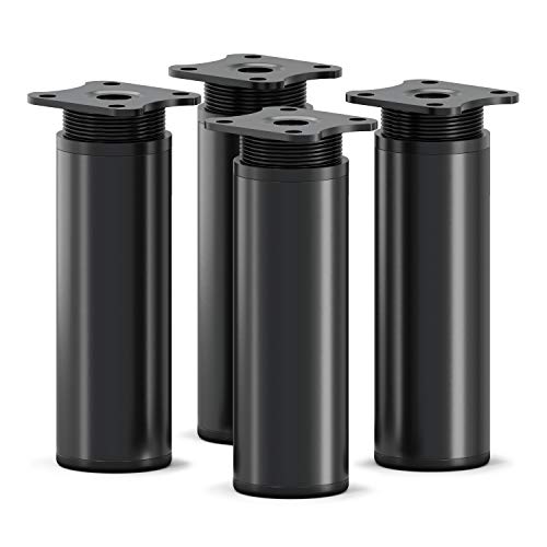 Sossai Runde Möbelfüße MFR1, 4er Set, 120 mm, höhenverstellbar, schwarzmatt, für Schränke, Regale und Kommoden von Sossai