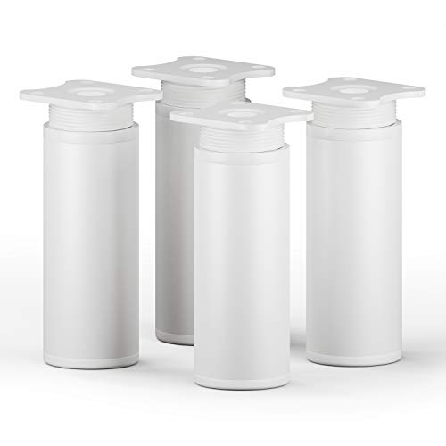 Sossai Möbel-Füße MFR1, 4er Set, weiß, 100 mm Höhe, Ø 40 mm rundes Profil, höhenverstellbar, für Sideboards und Kommoden von Sossai