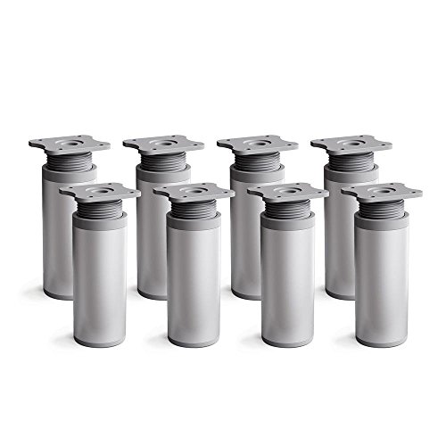 Sossai Aluminium Möbelfüße MFR1, 8er Set, 120 mm Höhe, höhenverstellbar, rundes Profil Ø 40 mm, perfekt für Regale und Aufbewahrungsmöbel von Sossai