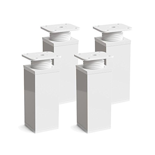 Sossai Vierkant-Möbelfüße MFV1, 4er Set, 120 mm, höhenverstellbar, weiß, für Schränke, Regale und Kommoden von Sossai