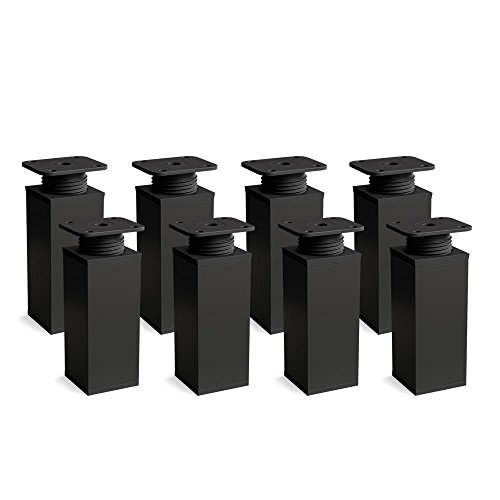 Sossai Schwarzmatt Möbelfüße MFV1, 8er Set, 120 mm Höhe, höhenverstellbar, Vierkantprofil 40 x 40 mm, perfekt für Regale und Aufbewahrungsmöbel von Sossai