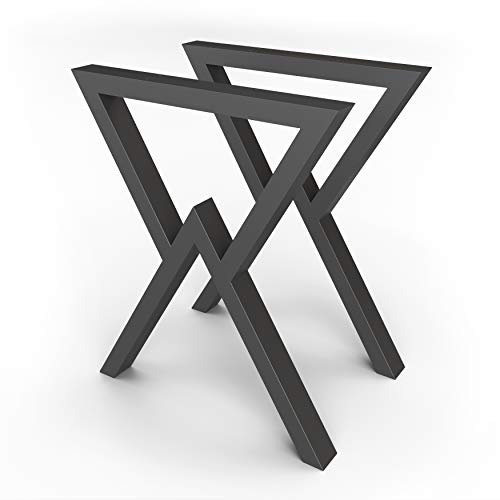 sossai® Designer Tischkufen aus Stahl | Tischbeine Tischgestell | TKG3 | Farbe: Schwarz | 2 Stück | Breite 60 cm x Höhe 72 cm | Profil: 60 x 40 mm von Sossai