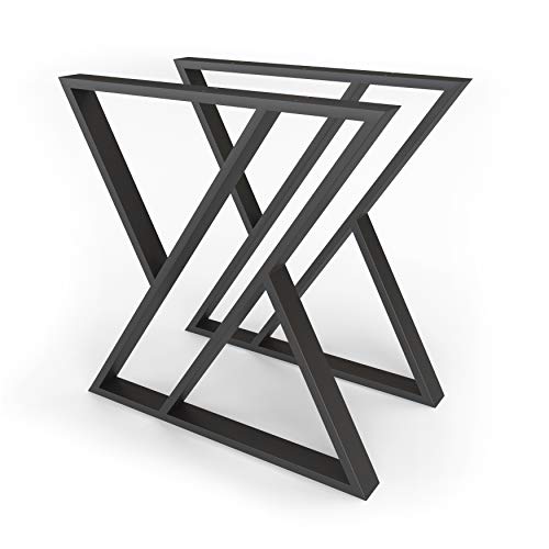 sossai® Designer Tischkufen aus Stahl | Tischbeine Tischgestell | TKG4 | Farbe: Schwarz | 2 Stück | Breite 70 cm x Höhe 72 cm | Profil: 60 x 20 mm von Sossai